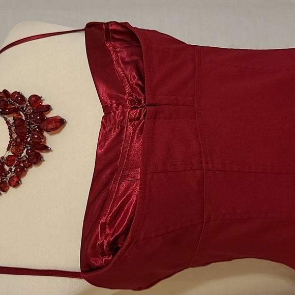 Express Red Spaghetti Strap Lace-up Back Dress - Picture 7 of 16